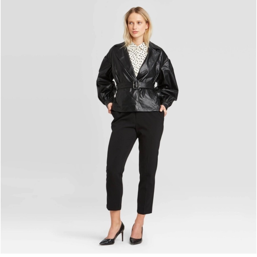 Who what wear Faux leather belted jacket new